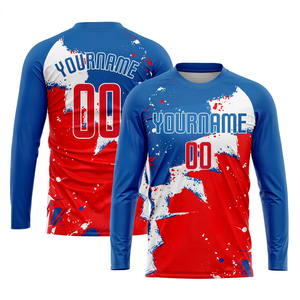 Maillot de football personnalisé sublimé pour adulte, noir, rose, bleu, col rond, anti-humidité, 100 % polyester, unisexe, manches courtes, élastique - Product Image 1