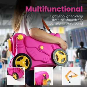Kids <strong>Suitcase</strong> with Wheels Ride on Carry on Sit on Hand Luggage Cabin Trolley <strong>Children</strong> <strong>Suitcase</strong> Pink Travel Bags Boys &amp; Girls - Product Image 4