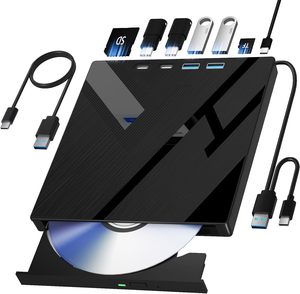 Grabadora de <span class=keywords><strong>DVD</strong></span> Externa Multifunción 7 en 1 USB 3.0 con Soporte para <span class=keywords><strong>DVD</strong></span> <span class=keywords><strong>RW</strong></span>, Puerto para Tarjetas CD/<span class=keywords><strong>DVD</strong></span> y SD/TF para PC Windows Linux - Product Image 1