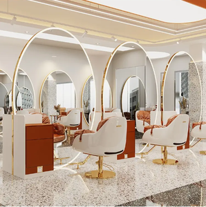 Nouvel arrivage de meubles de salon de <span class=keywords><strong>coiffure</strong></span> en or de grande taille meubles de salon de <span class=keywords><strong>coiffure</strong></span> maquillage mural miroir de salon de beauté avec LED - Product Image 6