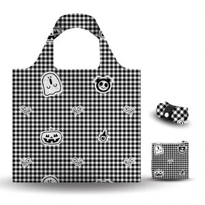 Sacs de courses pliables écologiques personnalisés en polyester recyclé réutilisable, imperméables, indéchirables, avec impression par transfert thermique, promotionnelles à motifs de dessins animés - Product Image 1
