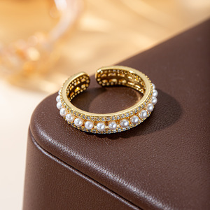 Wholesale Women's <b>Adjustable</b> Cubic Zirconia Geometric Eternity Band <b>Ring</b> 18K Gold Plated Stackable Trendy Daily Wear Jewelry - Product Image 4