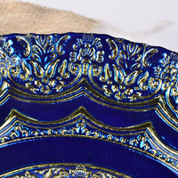 Plateau à fruits en verre bleu et or à motifs floraux ornés de 40 cm, fait main, pour table de salon, bol en verre décoratif, vente en gros