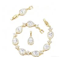 Bracelet jonc de luxe en argent plaqué or 18 carats avec zircone cubique en forme de poire, style glacé, pour femme, idéal pour mariage, fiançailles, fête ou cadeau