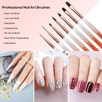 Nouvel ensemble professionnel de 7 pinceaux de nail art à manche acrylique orange et blanc pour vernis gel UV et peinture 3D – Effet dégradé tendance