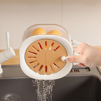 Schattige 2-In-1 Huishoudelijke Plastic Voedselopslagcontainer Nieuwe Fruitgroente Expansie Filtratie Uitdroging Mand Organiseren