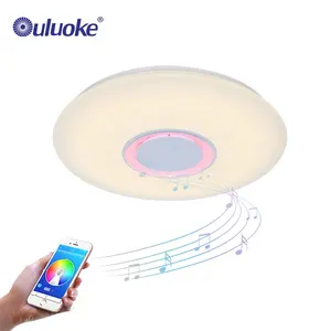 Indoor Round Decorative Home Bedroom Dimmable RGB Color Lighting 24w Led Music Ceiling Light With Bluetooth Speaker