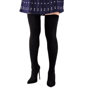 Botas Altas de Mujer Talla Grande 46 con Recorte Trasero, Ajustadas, de Tacón Alto, Elásticas, de Horma Ancha, Tipo Calcetín, Estilo Stiletto - Product Image 6