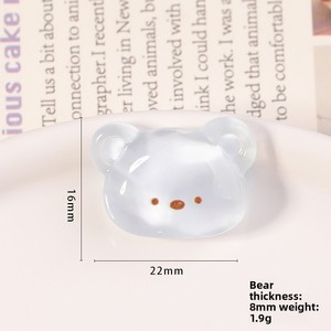 Autocollants et aimants pour réfrigérateur, dessin animé mignon, tête d'animal transparente, résine artisanale, colle crème écologique - Product Image 6