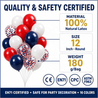 Feile – Lot de 60 ballons en latex brillants rouges, blancs et bleu marine de 12 pouces pour décorations de fête, mariages, baby showers et anniversaires