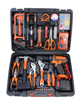 Kit de réparation domestique portable combinaison ensemble d'outils à main en acier au chrome vanadium garantie de 3 ans paquet de boîte de perceuse à percussion