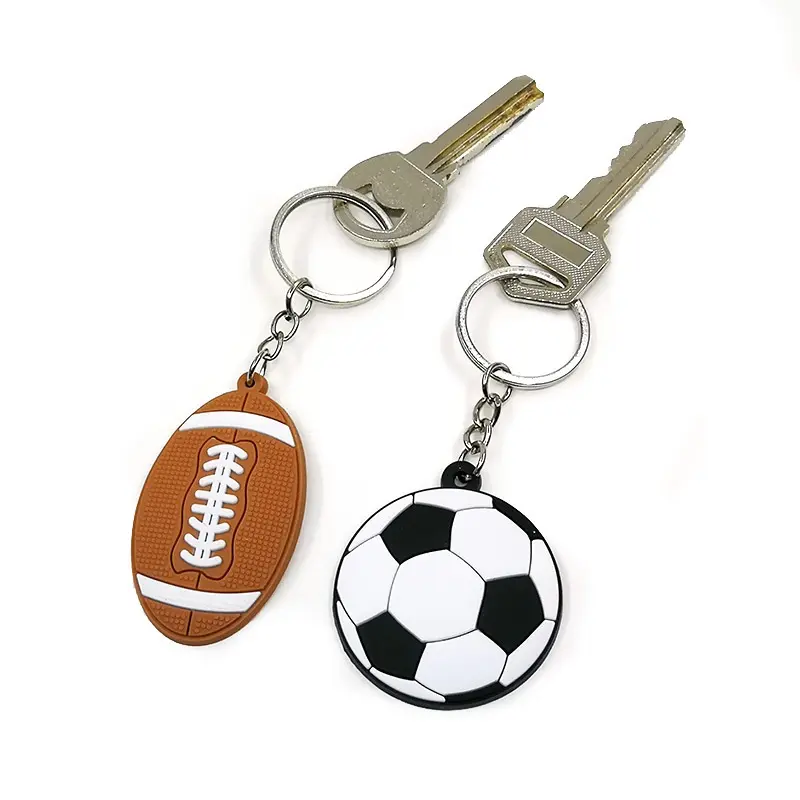 תיקים מחזיק מפתחות PVC רך מותאם אישית 3D 2D גומי קידום מתנה טבעת מפתח לוגו מותאם אישית שרשרת מפתחות תליון כדורגל בעלי חיים