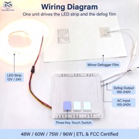 Interrupteurs Inductifs ETL FCC 100V-240V Contrôleur Tactile LED Intégré à 3 Touches pour Miroir IP44 Étanche pour Salle de Bain Miroir Intelligent