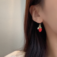 Summer Sweet Girl Strawberry Fish Hook Earrings Fresh Flower for Women Fashion Dangle Earrings Wholesale Supplier