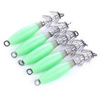 Pengiriman Cepat 100mm 15.5G Umpan Cumi-cumi Logam & Plastik Berkualitas Tinggi Bercahaya 5pcs/kantong Umpan Keras Buatan untuk Sungai & Danau
