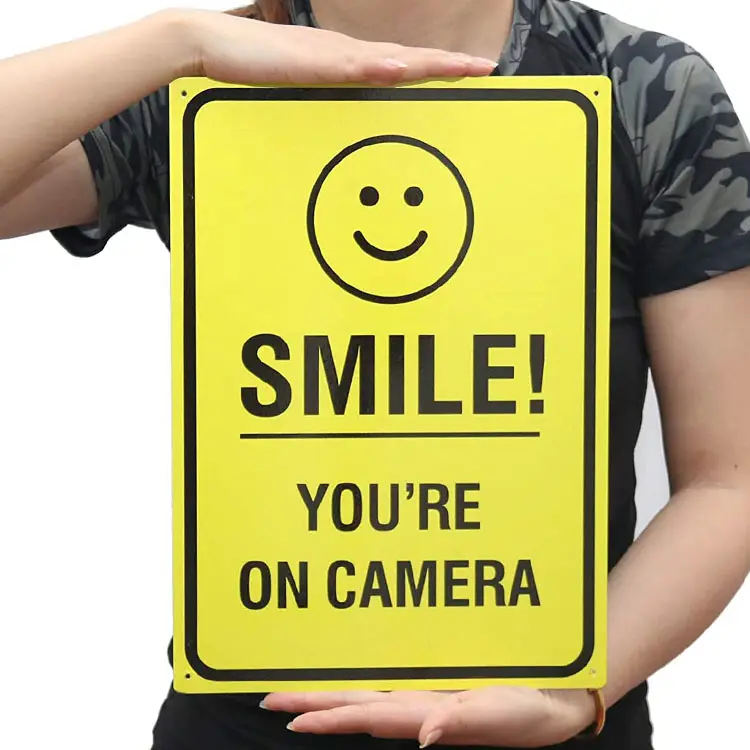 Reflective Smile You're on Camera Sign Smile You're On Camera Reflective Video Surveillance Sign CCTV Security Camera Signs