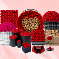 Idées cadeaux pour la Saint-Valentin : 100 roses éternelles personnalisées avec logo, fleurs immortelles, boîte de fleurs préservées, décoration de mariage pour la fête des mères