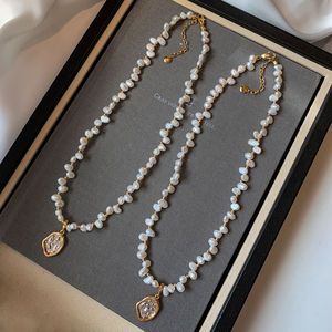 Collana in Ottone con Placcatura in Oro 18K, Perla d'Acqua Dolce Naturale, Ciondolo Staccabile con 12 <span class=keywords><strong>Segni</strong></span> <span class=keywords><strong>Zodiacali</strong></span>, Gioielli da Donna all'Ingrosso - Product Image 5