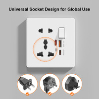 Prise électrique universelle 220V 10A 2 ports, prise murale sécurisée multi-prises AU/EU/US/UK avec interrupteurs USB