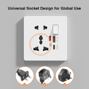 Presa Elettrica Universale 220V 10A a 2 Porte, Multipresa da Parete Sicura con Interruttori <span class=keywords><strong>USB</strong></span> AU/EU/US/UK - Product Image 5