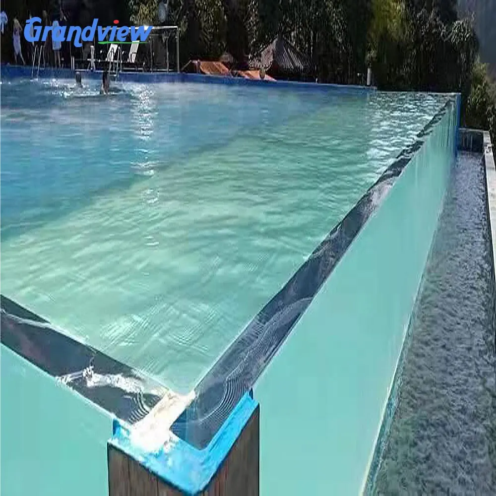 Şeffaf pleksiglas panel şeffaf pmma plastik fiber cam duvar infinity kenar pencere temperli dökme akrilik levha yüzme havuzu