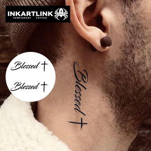 Tatouages temporaires en gros, <span class=keywords><strong>tatouage</strong></span> factice, 15 jours de tenue, imperméable, jus de fruits naturel, art corporel pour le cou, fourniture en vrac, autocollant - Product Image 1