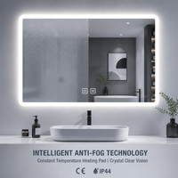 Miroir de salle de bain rectangulaire à LED 80x60cm, éclairé, à intensité variable, interrupteur tactile, étanche IP44, lumière froide 6000K, minimaliste
