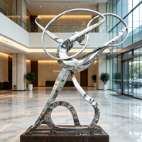 Sculptures miroir personnalisables en acier inoxydable pour gymnase et parc, style artistique dynamique, statue de gymnaste danseur