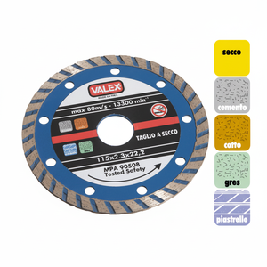 VALEX 230 mm disco da taglio Turbo diamantato blu lama in acciaio inox di qualità industriale per la tecnologia HSS sinterizzato per calcestruzzo - Product Image 1