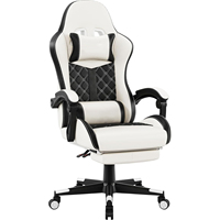 Siège de jeu inclinable avec repose-pieds, accoudoirs réglables, roulettes pivotantes, base à cinq étoiles, coussin lombaire, chaise large et rembourrée pour la maison et le studio