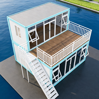 Vente en gros de maisons préfabriquées en conteneurs sur mesure à 2 étages, villa modulaire en verre, maison préfabriquée en conteneurs avec escalier et balcon