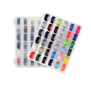 Bobines de couleurs assorties avec fil à coudre en Polyester, support, étui outils, accessoires de couture, 25/36, 24 pièces