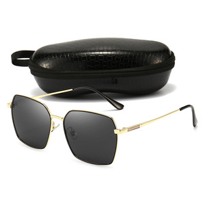 <b>Square</b> <b>Sunglasses</b> Full Rim Polarized UV400 Unisex Fashion Outdoor Metal Frame Glasses Case - Product Image 2
