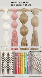 Décoration murale en macramé en corde de coton style bohème Gisenu pour salon et espace de coworking, motif irrégulier, décoration fonctionnelle - Product Image 5