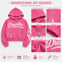 Sudadera con Capucha Personalizada de Algodón Grueso de Alta Calidad con Estampado Digital, Efecto Desgastado por el Sol, Estilo Urbano Vintage, Hombros Caídos, con Pedrería, para Hombre