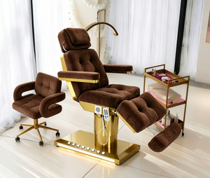 Meubles de salon de beauté de luxe en cuir PU avec base en métal, lit de massage spa, lit facial adapté aux salons de beauté - Product Image 1