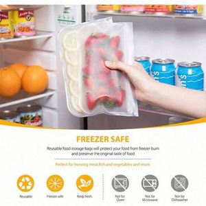 Sacs de congélation réutilisables en silicone transparent de haute qualité, écologiques, thermoscellables, sous vide, pour aliments de cuisine - Product Image 6