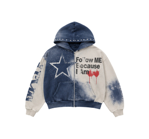 Custom Oversized 450GSM Heavyweight Winter <b>Men's</b> Streetwear Embroidery Boxy Fit Hoodie Vintage Acid Wash Cotton <b>Pullover</b> - Product Image 2
