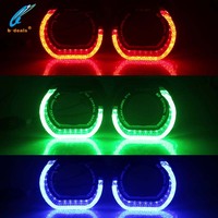Crystal 5D Angel Eyes Linceul en forme de L pour 2.5 pouces 3 pouces Lentille de projecteur Retrofit APP Control 12V LED Accessoires d'éclairage de voiture