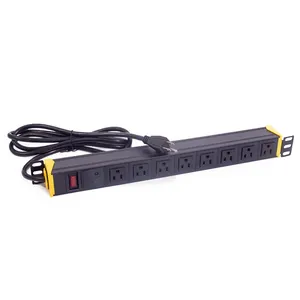 19 Inch 1U US 6 Way 8 Way PDU Power Distribution Unit With Overload Switch And Surge Protection