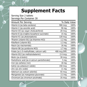 Tabletas Multivitamínicas NFA OEM ODM, Vitaminas Tiamina, Riboflavina, Niacina, 60 Tabletas/Botella, Naturales, Vegetarianas, Apoya los Huesos y los Músculos - Product Image 2