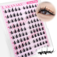 Bulu Mata Cluster Alami Bebas Lem Grosir Bulu Mata Lembut Perekat Sendiri Cluster Press on Private Label Pre Glued Diy Lash Tray