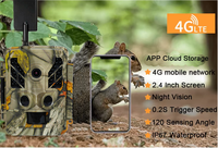 Carte SIM gratuite, caméra de chasse 4G LTE avec capteur d'image CMOS 48MP 4K, déclencheur de mouvement 0,2s, contrôle par application avec diffusion en direct