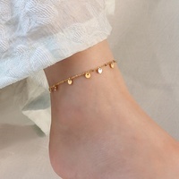 Bán Buôn Tùy Chỉnh Không Thấm Nước Foot Jewelry 18K Mạ Vàng Thép Không Gỉ Đồng Xu Nhỏ Disc Charm Vòng Chân