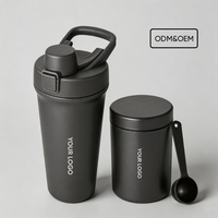 Bouteille shaker de protéines pour la gym 26oz, en acier inoxydable isolé sous vide, avec couvercle à clapet à ouverture rapide, poignée de transport, anti-fuite, logo personnalisé pour la gym