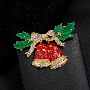 Broches émaillées personnalisées en forme de couronne de Noël, badges décoratifs pour sacs à bords arrondis lisses, achat en gros - Product Image 4