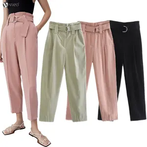 with belt Nine points high waist harem pants women's high waist trousers business casual pants