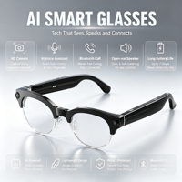 Lunettes intelligentes alimentées par l'IA avec caméra 8MP, vidéo 1200P pour la traduction IA en temps réel 5.3 et assistant vocal