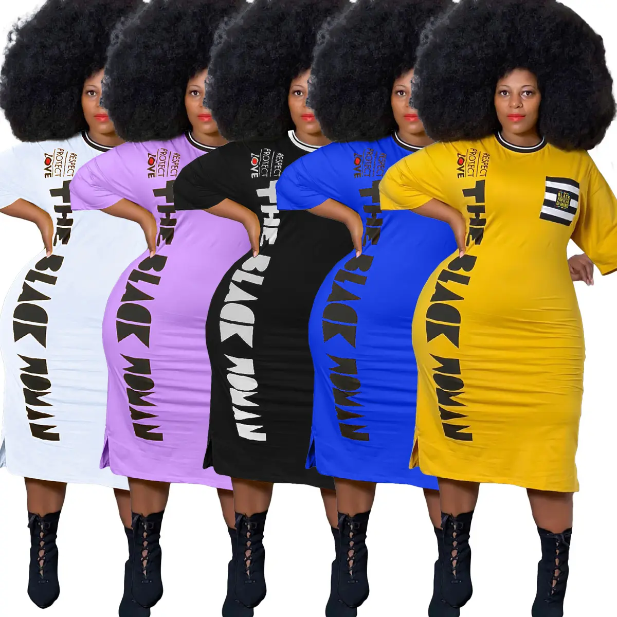 ファット半袖Oネックアリュールクチュール女性のためのファッションプリントドレス2021年秋カジュアルプラスサイズの女性のドレス