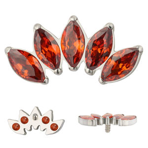 Bijoux de piercing corporel en titane ASTM F136 G23, ensemble de 5 broches, <span class=keywords><strong>marquise</strong></span> CZ, filetage interne, labrets - Product Image 4